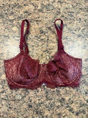 Victoria's Secret Burgundy Lace Underwire Bra